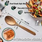 Wood Spoon, Healthy Acacia Wooden Cooking Spoons, Durable Kitchen Serving Spoon Scooper, Non Scratch Wood Ladle Tableware For Cooking, Serving Salad, Stirring Soup, Easy to use Decent Vrvege