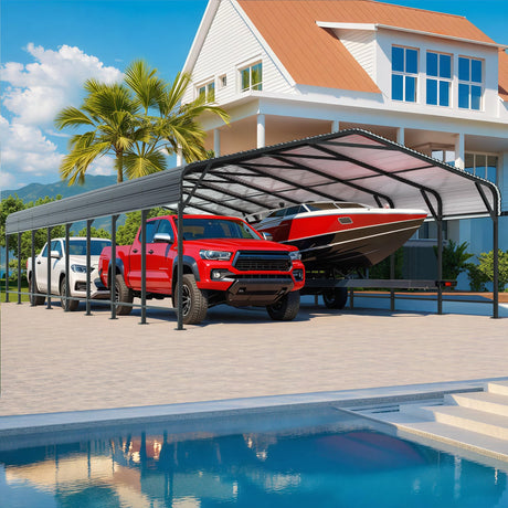 AirWire 20x40 FT Metal Carport Canopy Heavy Duty with Reinforced Base and Galvanized Steel Roof & Frame, Garage Shelter for Cars, Boats and Trucks AirWire