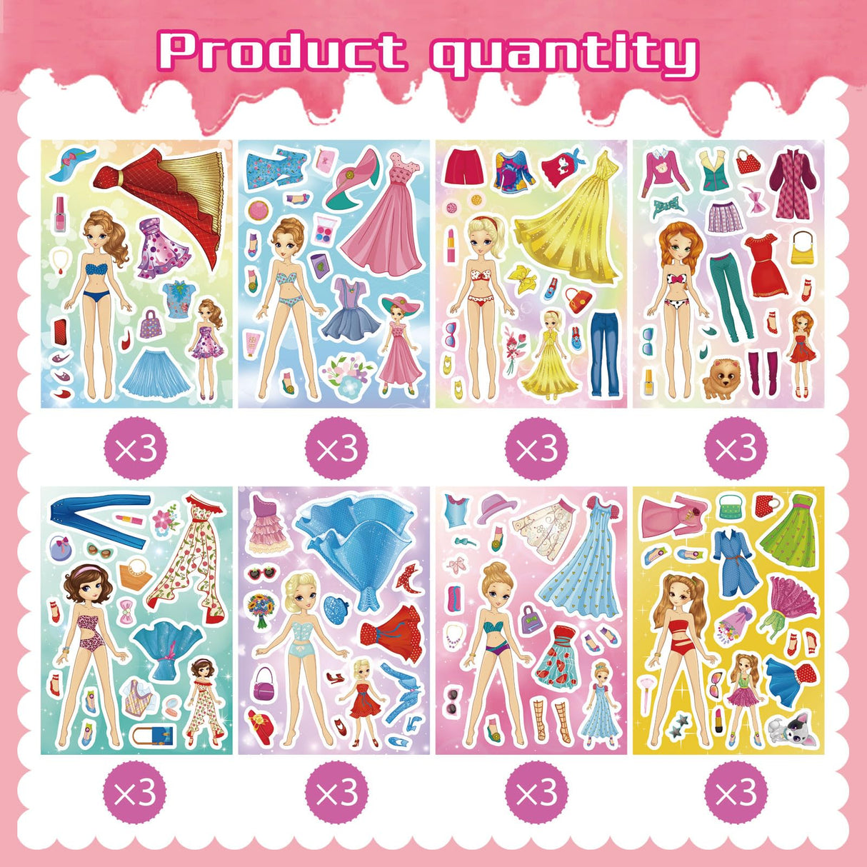 Stickers for Kids, 24 Sheets Dress Up Stickers for Girls, Make Your Own Fairy Princess Sticker, Birthday Party Favor, Classroom Rewards, Art Craft DUJAA