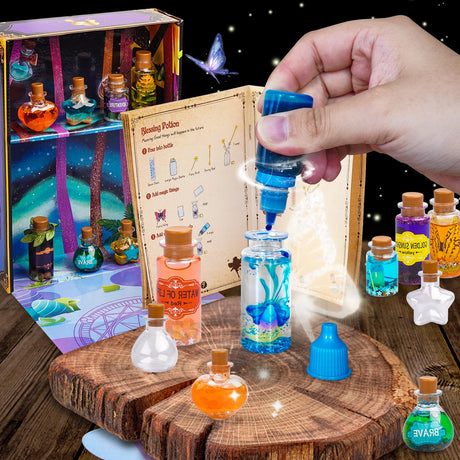JEEKALO Fariy Magic Glow Potion Set Kits for Kids, Magic Kids Mix Potion DIY Making kit 22 Bottles, Creative Toy Art Craft Set Christmas Birthday Present for Girls Boys Age 6 7 8 9 10 11 12 JEEKALO