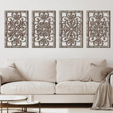 Yulejo 4 Pcs Thicken Rustic Wall Decor Modern Farmhouse Wall Art Decor Wooden Hollow Carved Design Rustic Wall Art for Living Room Hallway Decor Office Kitchen Wall (Gray,15.8 x 9.9 Inch) Yulejo