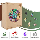 Mys Aurora Puzzles for Adults 1000 Pieces, Mandala Succulent Plants Wooden Puzzles Unique Shaped Jigsaw Challenging Puzzle Gift for Family Game 23.4'' x 22.6'' Mys Aurora