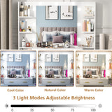 PAKASEPT Vanity Set with Lighted Mirror, 43'' Makeup Vanity with Charging Station, Vanity Desk with 9PCS LED Bulb, Storage Shelves, 7 Drawers for Bedroom(No Stool) PAKASEPT