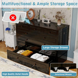 ClassyCabin Murphy Bed Queen Cabinet Without Mattress: Retro Black Wood Handle Murphy Bed Cabinet with USB Port & Small Shelves, Space Saving Wall Chest Bed with 2 Large Drawer for Home ClassyCabin