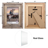 Rustic Barnwood Picture Frames 8x10 - Set of 2 - Natural Reclaimed Wood Real Glass - Handcrafted Vintage Distressed, 1 3/4" Frame Width WOOD SIDE ORBIS