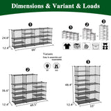 C&AHOME Wire Cube Storage Unit, Interlocking Metal Wire Organizer with Divider Design, Modular Cabinet with Plastic Panels, Bookshelf Stackable Closet Organizer with Small Hooks, Black UWCSIM08B C&AHOME