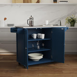 homestyles Mobile Kitchen Island Cart with Stainless Steel Top, Blue homestyles