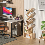 SHEEPAM 9 Tier Tree Bookshelf,Christmas Green Bookcase for Narrow Space, Storage Organizer Floor Standing Bookshelves for Books, Tall Book Case for Home Office, Living Room, Bedroom SHEEPAM