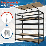 DurayLoly 55" W Storage Shelves, 3060LBS Garage Shelving Heavy Duty, 6-Tier Heavy Duty Shelving, Adjustable Metal Shelving Unit for Garage, Warehouse, Pantry, Kitchen, 55" W × 24" D × 84" H, Black DurayLoly