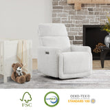 CHITA Electronic Power Recliner Chair Swivel Glider, FSC Certified Modern Nursery Rocking Chair with USB and Type-C Ports, Boucle White CHITA