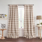 Elrene Home Fashions Farmhouse Living Grainger Buffalo-Check Blackout Window Curtain, Living Room and Bedroom Drape with Rod Pocket Tabs, 52" x 95", Linen, 1 Panel Elrene