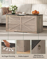 CHOEZON Storage Chest, 39.4" Wooden Storage Trunk, Retro Storage Bench with Safety Hinge, Toy Chest Storage, Farmhouse Style, for Bedroom, Living Room, Charcoal Gray and Greige MCW10HC CHOEZON