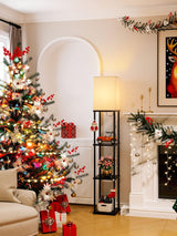 addlon Floor Lamps with Shelves, 4-Tier Modern Shelf Floor Lamp with 3CCT LED Bulb, Display Floor Lamp for Living Room, Bedroom and Office - Black addlon