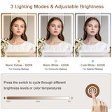 Einhomn Makeup Vanity Desk with Mirror & LED Lights, Large Glass Top Vanity Table with 7 Drawers & 3 Cabinets, Modern Dressing Table with Charging Station & RGB Lights for Bedroom, White Einhomn