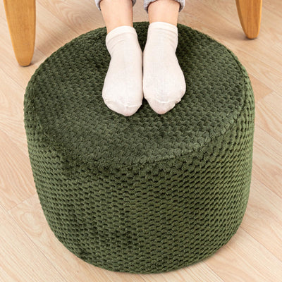 Ottoman Foot Rest Stuffed Round Boho Floor Poof Seating Armchair Foot Stool Floor Cushion Bean Bag Pouf Ottoman 18x18x14 Inch Forest