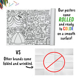 Tiny Expressions Personalized Princess Birthday Coloring Tablecloth - Rolled, No Creases 30" x 72" Giant Coloring Poster for Kids, Customizable with Child’s Name - Ideal for Princess-Themed Parties Tiny Expressions
