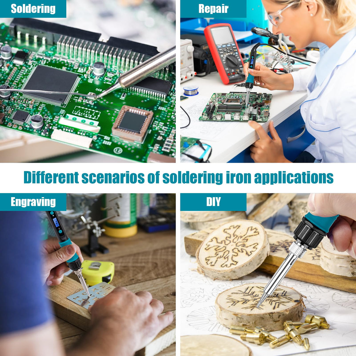 Soldering Iron Kit - 60W Digital Temperature Control Soldering Kit with Ceramic Heater, Suitable Soldering Gun Kit for Electronics Application, DIY and Welding (110V) Siziviki