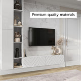 Living Skog Floating TV Stand Wall Mounted for Living Room and Bedroom, Media, Entertainment Center with Storage and Drawers Fits TV 50 55 60 65 inch Cabinet (Alessio White, 59 in) Living Skog