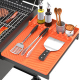Silicone Grill Mat Compatible with Blackstone, Silicone Griddle Tools Mat with Drip Pad, Spatula Mat for Outdoor Grill Kitchen Counter (Orange) lanlw