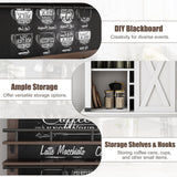 IDEALHOUSE Coffee Bar Cabinet, Farmhouse Buffet Cabinet with Storage, 75" Tall Bar Cabinet Kitchen Buffet Sideboard with Sliding Barn Door Coffee Hutch Cabinet for Dining Room (White) IDEALHOUSE