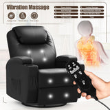 JUMMICO Recliner Chair, Rocking Massage Chairs, Home Reclining Sofa Chair, PU Leather, Ergonomic Living Room Chair with Cup Holders, Remote Control (Black) JUMMICO