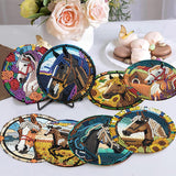 Zythron 8 PCS Diamond Art Coasters Horse Diamond Painting Coasters Kits Horse with Holder Cork Pads DIY for Beginners, Adults, Diamonds Art Crafts Supplies 4x4 in Zythron