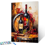 Red Wine Time Paint By Numbers For Adults Beginner Wooden Barrel and Fruits DIY Paint by Numbers Acrylic Paint Canvas Girls Bedroom Decor Painting Kits Dinner Art 16x20 Inch Beer Gift（Frameless ） TUMOVO