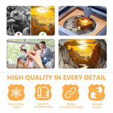 Wooden Puzzles for Adults, 3D Vision Effects Inside The Cave Wooden Jigsaw Puzzles for Adults, Unique Shape, Mountain Rivulet Sunset Landscape Wood Puzzles Adult, Home Decor (S-8.5 * 8.5in-100 pcs) Pijesaksa