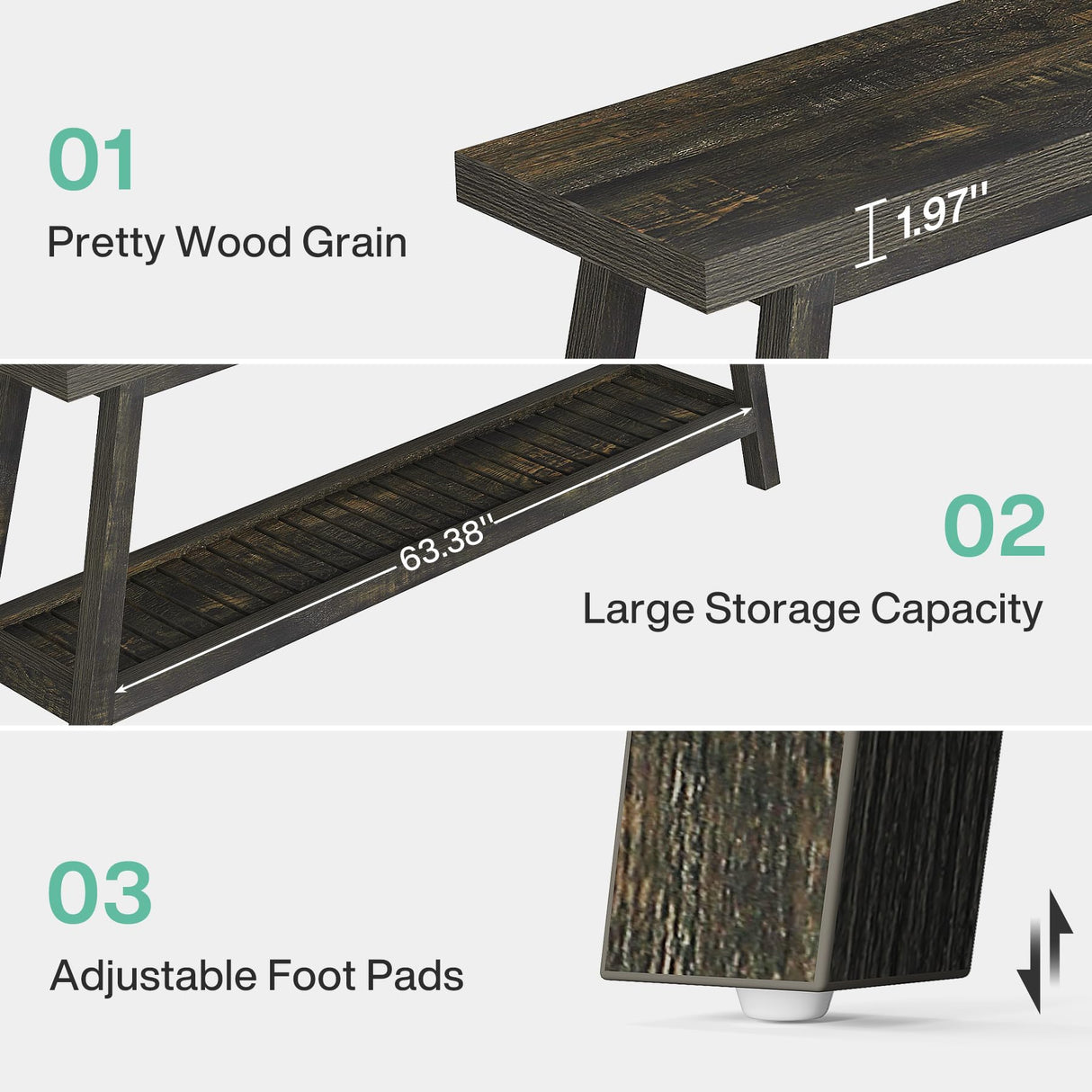 Tribesigns 70.86-Inch Console Table for Entyrway, Farmhouse 2-Tier Entry Entrance Table, Narrow Long Sofa Table Behind Couch, Dark Brown Tribesigns