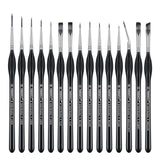 PANDAFLY Detail Paint Brushes Set, 15pcs Miniature Brushes for Fine Detailing & Art Painting - Acrylic, Oil, Watercolors & Paint by Number, Models, Face, Nail, Craft, Warhammer 40k PANDAFLY