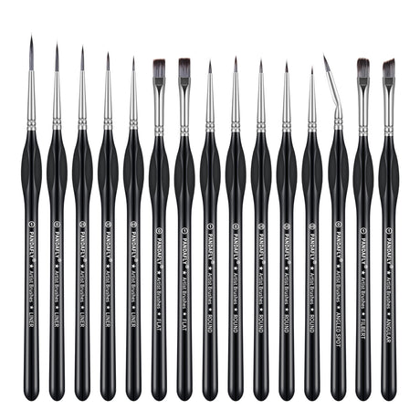 PANDAFLY Detail Paint Brushes Set, 15pcs Miniature Brushes for Fine Detailing & Art Painting - Acrylic, Oil, Watercolors & Paint by Number, Models, Face, Nail, Craft, Warhammer 40k PANDAFLY