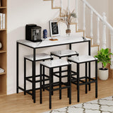 Yongchuang Modern 5 Piece Bar Table Set with White Faux Marble Top and 4 Backless Stools Yongchuang