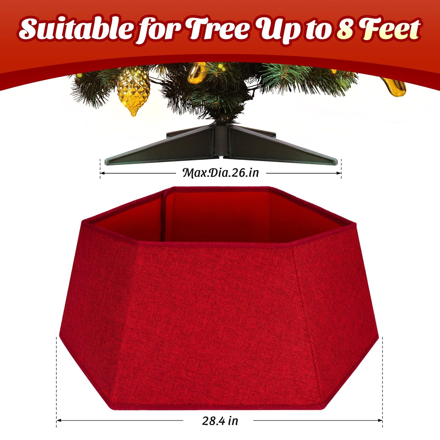 EverMerry Christmas Tree Decorations, 26’’ Christmas Tree Skirt Collar Stand, Foldable Christmas Tree Ring for Artificial Trees Christmas Tree Decor Base Cover & Holiday Decor & Party