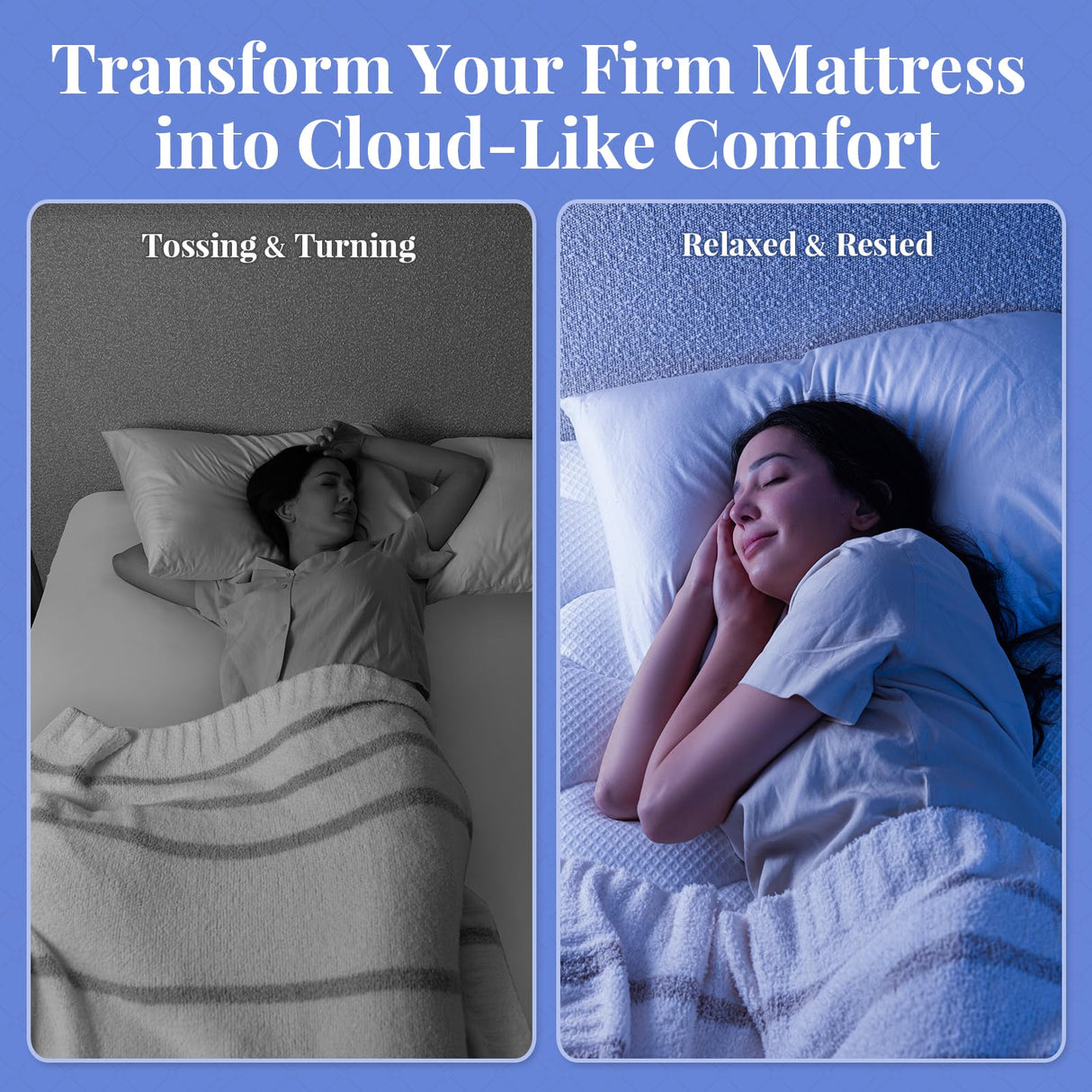 OhGeni Cooling 4 inch Dual Layer Twin Mattress Topper, 2 inch Cooling Gel Memory Foam, 2 inch Down Alternative Pillow Top Pad, Mattresses Cover for Bed, Medium Support, Fits 6”-19” Deep Pocket OhGeni