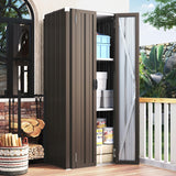 AECOJOY Outdoor Storage Cabinet Waterproof with Shelves, Vertical Tall Garden Outdoor Cabinet, Sheds & Outdoor Storage Clearance Cabinet Weatherproof for Outside in Brown AECOJOY