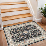 Washable Hallway Runner Rug 2x3 - Runner Rug Kitchen Rugs and Mats Non Skid Washable Waterproof Carpet Runner for Living Room Bedroom Bathroom (Black, 2X3) TOPRUUG