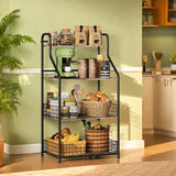 Microwave Stand with Storage 4-Tier, Bakers Racks for Kitchens, Coffee Cart Microwave Cart with Storage, Metal Bakers Rack with Storage, Coffee Cart with 5 S-Hooks Sonyabecca