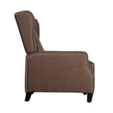 Flash Furniture Prescott Slim Wingback Recliner Chair - Traditional Push Back Recliner - Brown Polyester Fabric with Accent Nail Trim - Pocket Spring Seat Flash Furniture