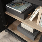 Sauder Cottage Road Book Shelf, Bookshelf with Storage, Library Bookcase with Doors and Adjustable Shelves, in Raven Oak Finish Sauder