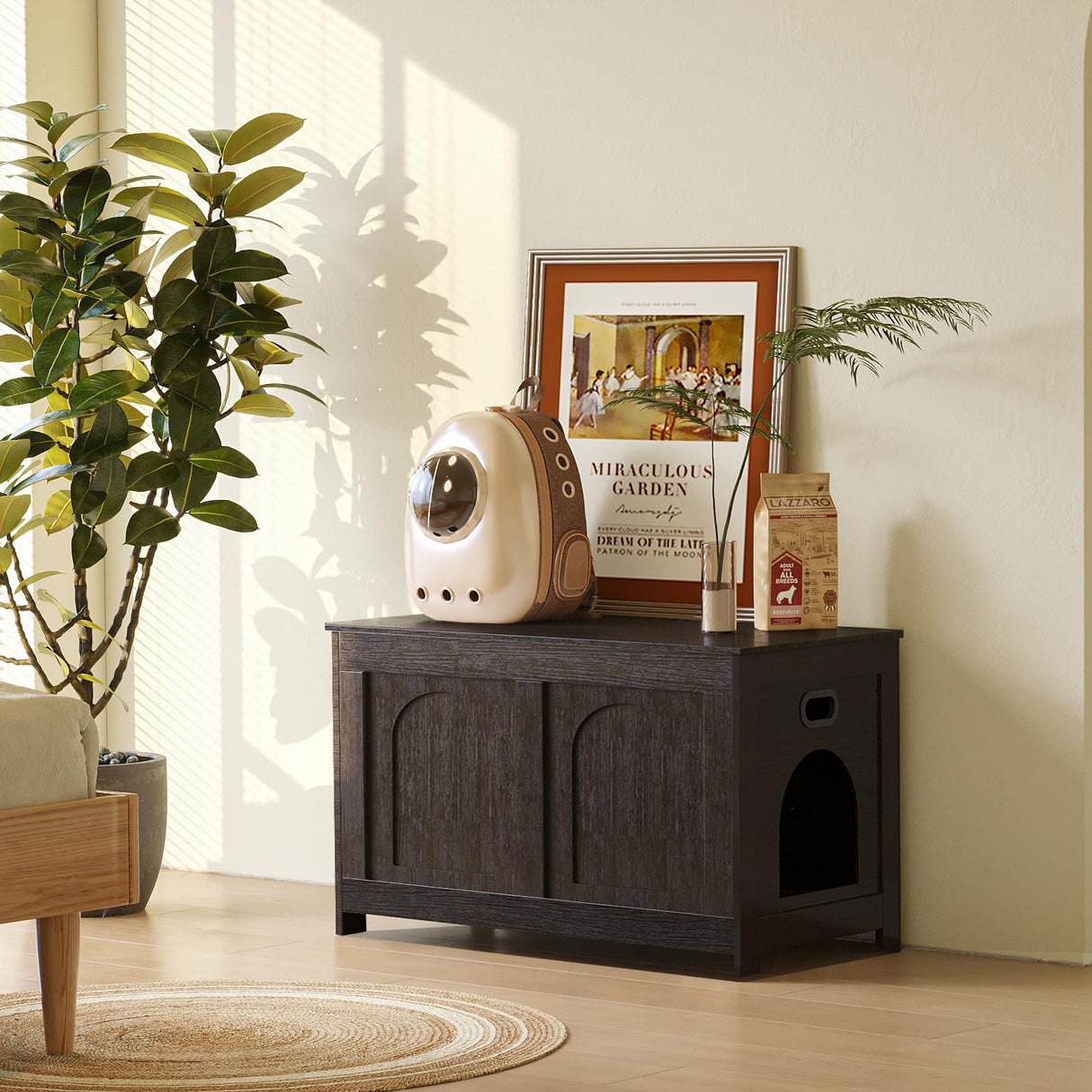 DINZI LVJ Cat Litter Box Enclosure, Flip Top Litter Box Furniture, Hidden Cat Washroom, Wooden House, End Side Table, 31.5" L x 19.7" W x 19.7" H, Sturdy and Easy to Assemble, Espresso DINZI LVJ