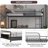 2 IN 1 Metal Bunk Bed Twin Over Twin, Convertible Twin Bunk Beds into 2 Individual Twin Size Bed for Kids Adults, 16.5" High Guard Rail,Space-Saving No Box Spring Needed Easy Assembly (Black) Whalefall