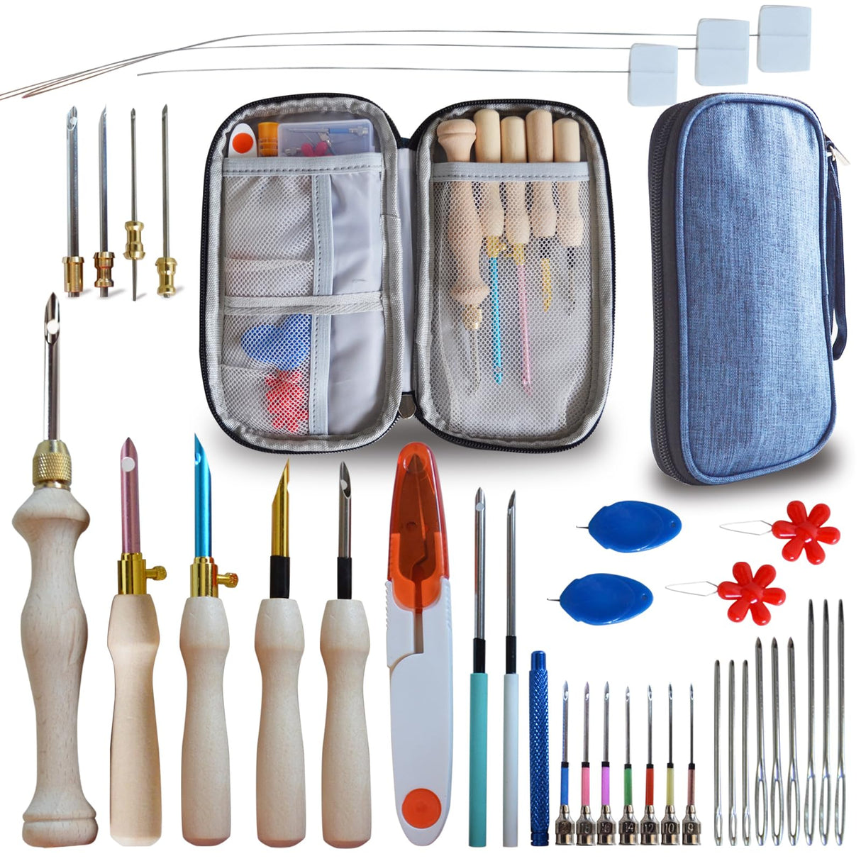 DiaWiew Punch Needle Embroidery Kit - Complete Set for Needle Punching - Includes Adjustable Punch Needle Tool and Wooden Handle Embroidery Pen Set - Ideal for Adults Beginners DiaWiew