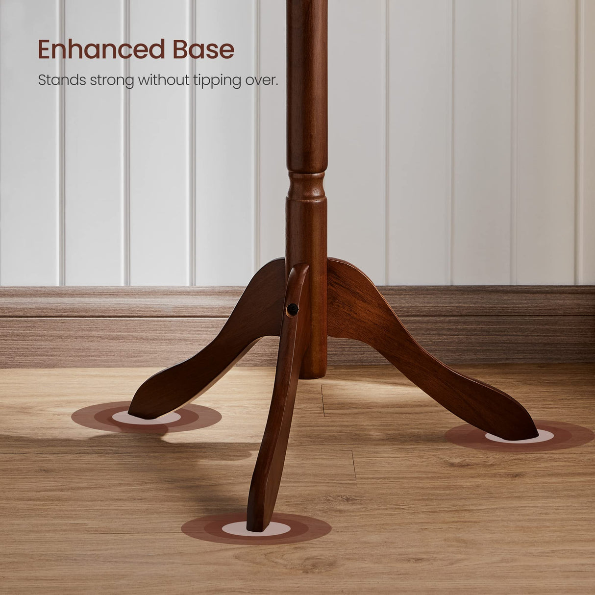 VASAGLE Solid Wood Coat Rack and Stand, Free Standing Hall Coat Tree with 10 Hooks for Hats, Bags, Purses, for Entryway, Hallway, Rubberwood, Dark VASAGLE