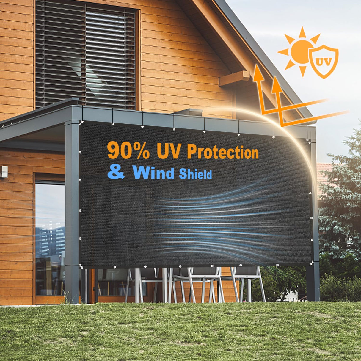 VICLLAX 90% Shade Fabric Sun Shade Cloth Privacy Screen with Grommets for Patio Garden Pergola Cover Canopy 16x20 FT, Black VICLLAX