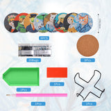 Whimsical Cat Masterpieces Diamond Art Painting Coasters Kits for Adult, 8Pcs DIY Crafts Non Slip Coaster Pads with Holder, Featuring Famous Art with Cats, Vibrant Resin Gems, Heat Resistant Drink Mat VYRANA