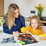 QINRUBB DIY Wolf Diamond Painting Kits, Full Drill Forest Diamond Art Painting Kits for Adults Beginners, DIY 5D Moon Painting by Numbers Dreamland Diamond Art Kits for Home Decor 12x12inch QINRUBB