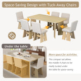 THINK 30 Modern 7-Piece Dining Table Set with 6 Upholstered Dining Chairs, Natural THINK 30