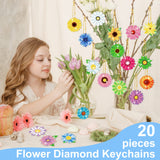 FairySandy 20 Pcs Spring Flowers Diamond Painting Keychains Daisy Diamond Art Keychains Kits for Adults Sunflower Hanging Ornaments Rhinestones Bookmarks 5D Key Rings for DIY Crafts Home Party Decor FairySandy