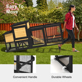 TIMHAKA 80'' Chicken Coop with Nesting Box, Outdoor Duck Coop, Chicken House for Outside, Wooden Chicken Coops with Run & Waterproof Asphalt Roof, Wheels, Removable Tray and Hanging Chicken Feeder TIMHAKA