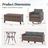 Amopatio Patio Furniture Set, Wicker Outdoor Sectional Sofa Sets, 7 Pieces Rattan Conversation Set with Storage Table, Swivel Chairs Include Waterproof, (Grey) Amopatio